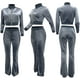 thumbnail image 5 of Conjunto informal de 2 piezas para mujer, chándales, pantalones acampanados de cintura alta, conjuntos de entrenamiento con bolsillos Adepaton WMZL-2183-28, 5 of 6