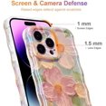thumbnail image 4 of WeiHuan Toys Estuche para iPhone 16 Pro Max, colorido diseño retro de pintura al óleo con estampado de flores y láser brillante, bonito borde ondulado rizado, exquisita funda protectora de TPU durader, 4 of 5