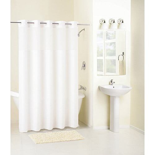 Hookless White Fabric Shower Curtain by West Bend 