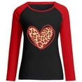 thumbnail image 4 of AOOCHASLIY Women Heart Blouse Women's and Winter Print Casual Long-sleeved Round Neck Top T-shirt, 4 of 5