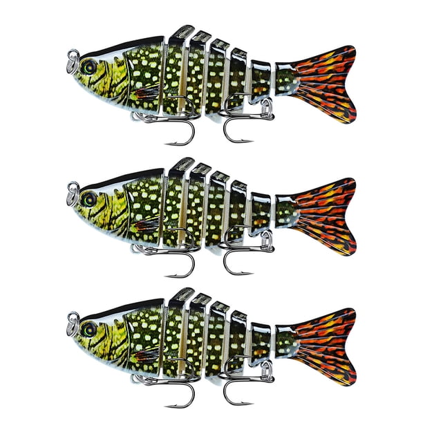 Naiovety Paquete de 3 señuelos de pesca de plástico de agua salada cebo falso atracción al aire libre Swimbaits artificiales Crankbait accesorio 10cm Pescar tipo 8 Naiovety OD023723-08