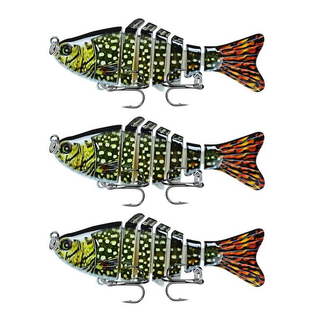 Lot de 3 Leurres de Pêche Réutilisables avec Perles Attraction Extérieure Swimbaits Artificiels Crankbait 10cm Type 8