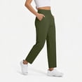 thumbnail image 5 of Yungyresw High Waisted Ankle Pants For Women Straight Leg Elastic Waist Lightweight Athletic Pants Stretch Running Workout Trousers Deep Green L, 5 of 7