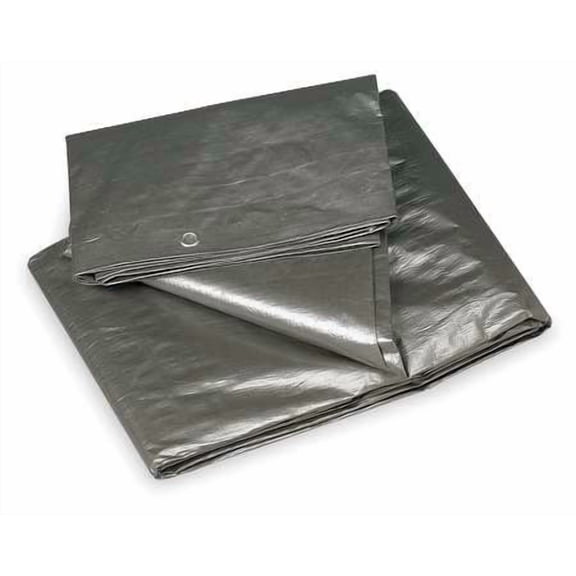 Heavy Duty Tarp, 11 ft 4 in x 15 ft 6 in, 10.5 Mil, Silver, Polyethylene