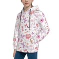 thumbnail image 2 of Picia Retro Floral Pattern Youth Hoodie - Warm Pullover Sweatshirt with Kangaroo Pocket, Ideal for Boys and Girls-X-Large, 2 of 6