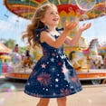 thumbnail image 6 of dmqupv Girls Patriotic Dresses Girls Dress Toddler American Flag Dresses Flutter Sleeve Patriotic Clothes Independence Day Outfits Dark Blue,3-4 Years, 6 of 6