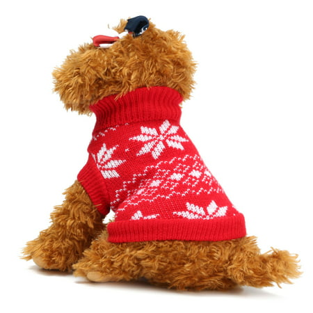 Christmas Pet Dog Puppy Snowflake Knit Sweater Hoody Clothes Costume  Gifts