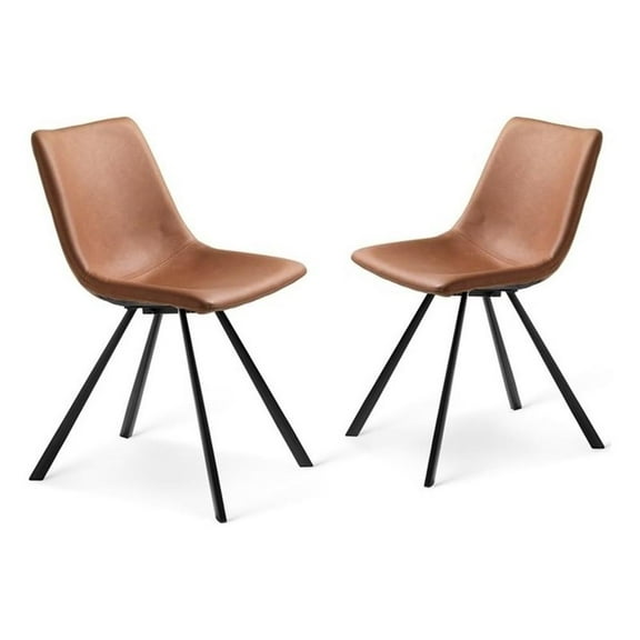 Unique Furniture 18.5''H Polyurethane Upholstered Dining Chair in Tan (Set of 2)