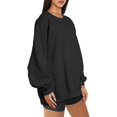 thumbnail image 2 of AMERTEER T-shirts Sweat-Shirts Oversize pour les Femmes Sweat à Capuche en Molleton Pull Col Rond Vêtements Confortables Automne Hiver Mode 2023, 2 of 5