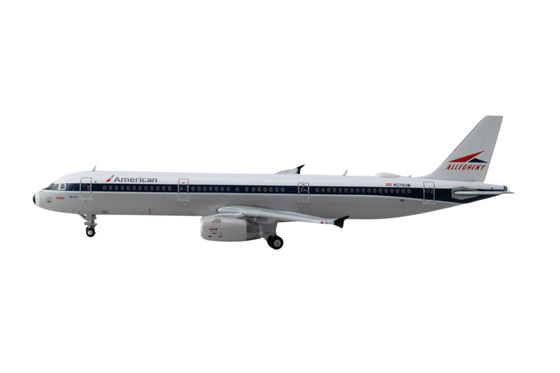 Airbus A321 Commercial Aircraft "American Airlines - Allegheny Heritage" White w/Blue 1/400 Diecast Model Airplane by GeminiJets
