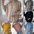 thumbnail image 2 of Suéter Otoño Invierno Europa y Estados Unidos Suéter de Punto de Cuello Semi Alto Suelto con Mangas Murciélago para Mujer, 2 of 5