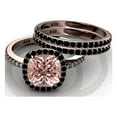 thumbnail image 4 of 2.50 Carat Morganite And Black Diamond Moissanite Halo Trio Ring Set 925 Sterling Silver With 18k Rose Gold Plating, 4 of 5