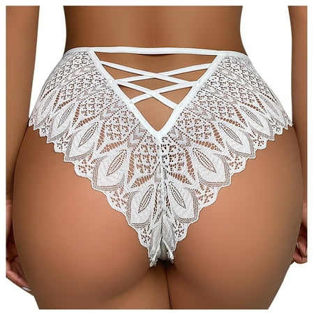 

DORKASM Womens High Waist Breathable Underwear Lace Soft Briefs Comfort Panties S White
