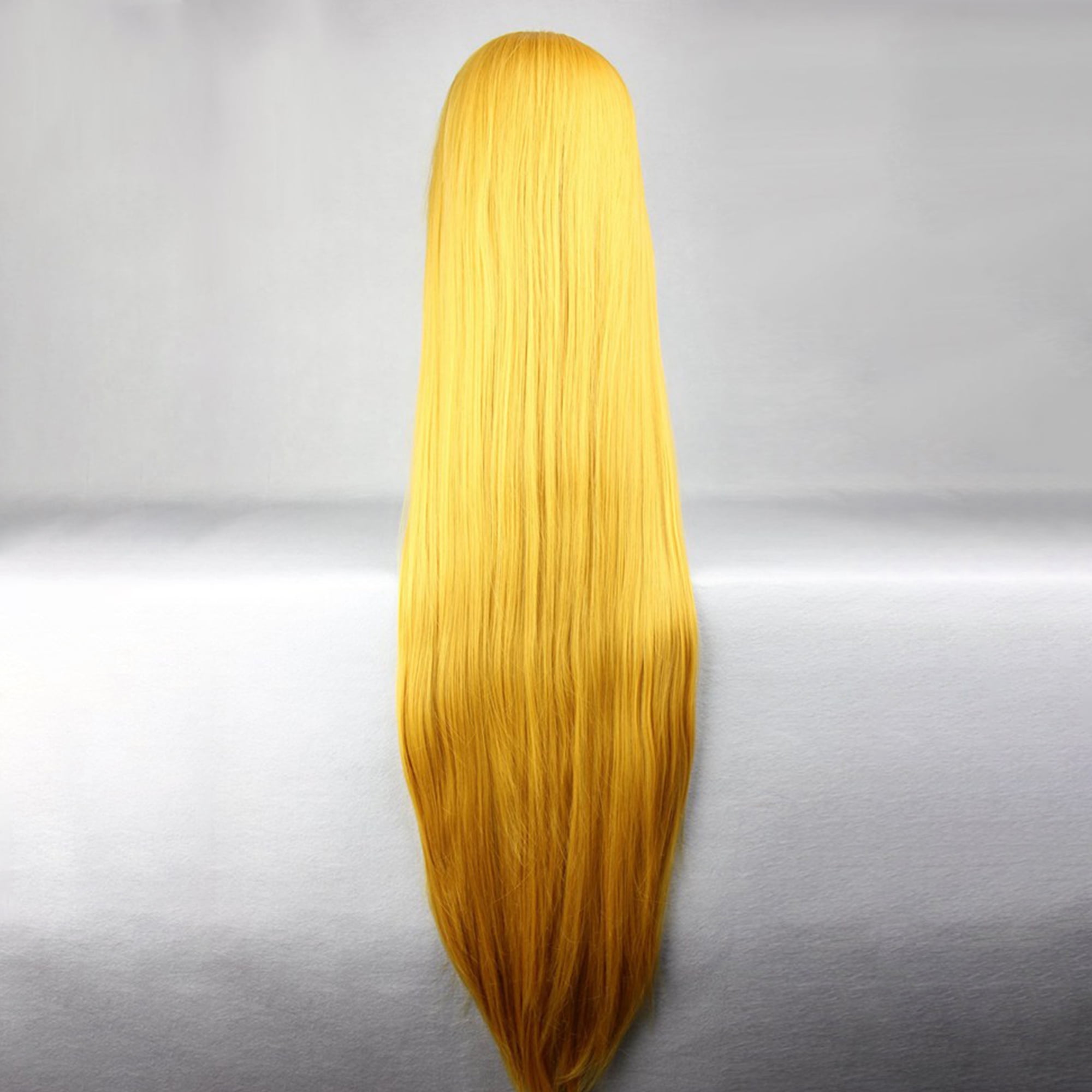 Unique Bargains Wigs for Women 39" Golden Yellow Wigs with Wig Cap