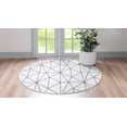 thumbnail image 4 of Unique Loom Matrix Trellis Collection Area Rug - Geometric (7' Round White/Gray), 4 of 9