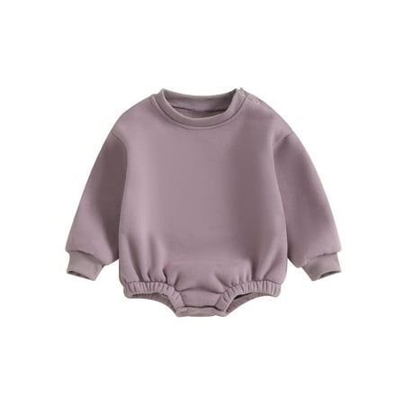 

Mioliknya Baby Girls Boys Autumn Long Sleeve Crewneck Solid Color Romper