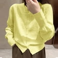 thumbnail image 5 of DDAPJ pyju Women Lightweight Cardigan Sweaters Open Front Button Down Cardigans Dressy Casual Long Sleeve Cropped Sweater Yellow Free Size, 5 of 6
