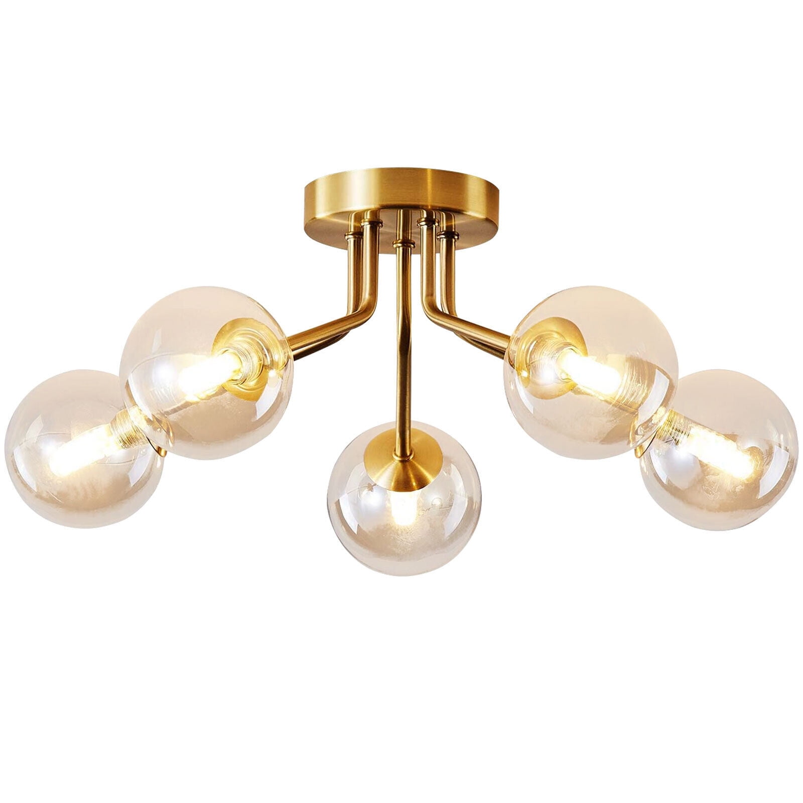 Retro Industry Artificial Satellite Chandelier Glass Globes Light Fixture Flush,Semi Flush Mount Ceiling Light Globe ,Gold Ceiling Light Fixtures for Dining Room ,Bedroom