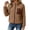 Coffee, variant on SuTry Women's Fleece Jacket Stand Collar Full Zip Sherpa Texture Contrast Pocket Drop Shoulder Relaxed Fit Long Sleeve Winter Casual Daily Wear Outerwear