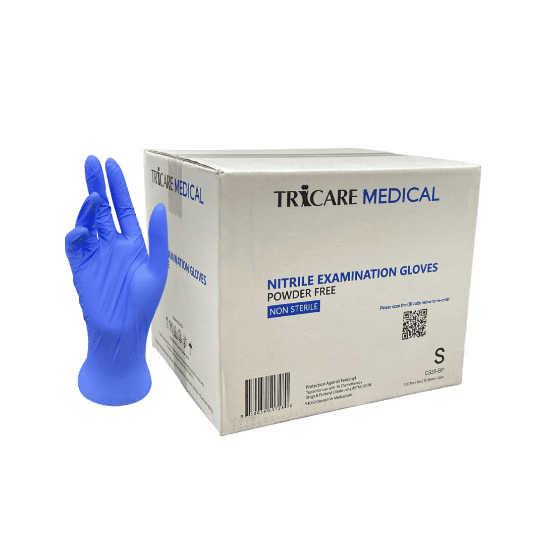 TRICARE Medical Nitrile Gloves, Small, 1000 Count, Deep Blue, Chemo