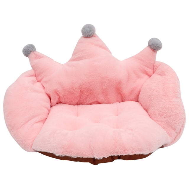 Cojín de asiento grueso con forma de corona, cálido y de felpa para el invierno, para el hogar y la oficina (rosa)