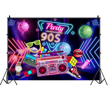 90s Backdrop Hip Hop Music Dance Disco Birthday Party Photo Background Banner