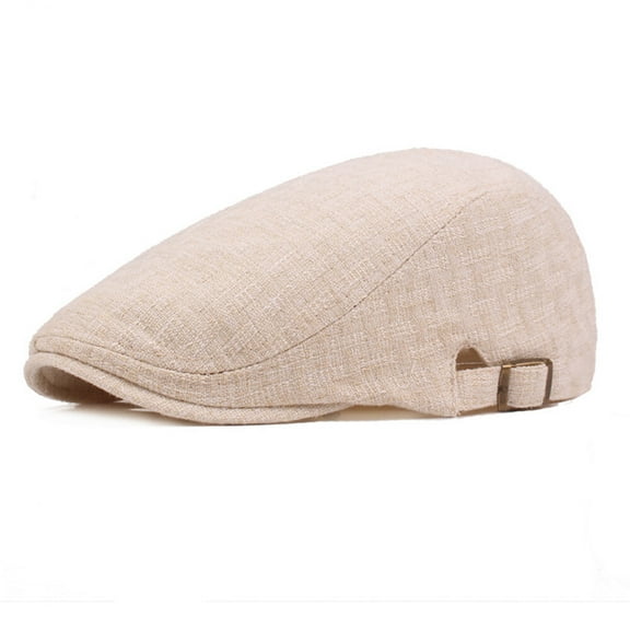 Men's Linen Cotton Berets Hat Outdoor Travel Solid Color Hats Adjustable Caps