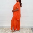 thumbnail image 5 of Manxivoo Summer Pants Women Suit Fashion Comfortable Short Sleeve and Long Pants Solid Color Top and Pants Set Cotton and Linen Womens Pants Orange, 5 of 6