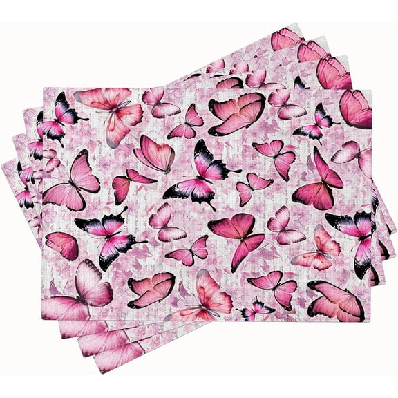 Butterfly Placemats Set of 4 Butterfies Table Mats Washable Place Mats for Home Party Indoor Kitchen Dining Table Decoration 12x18 Inch