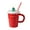 Red, variant on Christmas Ceramic Mugs Large 400ml Capacity Festival Christmas Theme Ceramic Mugs with Lid for Hot Beverage