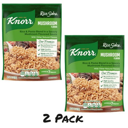 ( 2 Pack ) Knorr No Artificial Flavors Mushroom Rice Cooks in 7 Minutes, 5.5 oz Regular Pouch