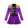 thumbnail image 3 of iiniim Kids Girls Long Sleeve Tassel Epaulet Shiny Sequins Dress Jumpsuit Stage Performance Purple 6, 3 of 7
