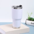 thumbnail image 1 of Vaso aislado al vacío de acero inoxidable de 30 oz con tapa blanco ER, 1 of 5