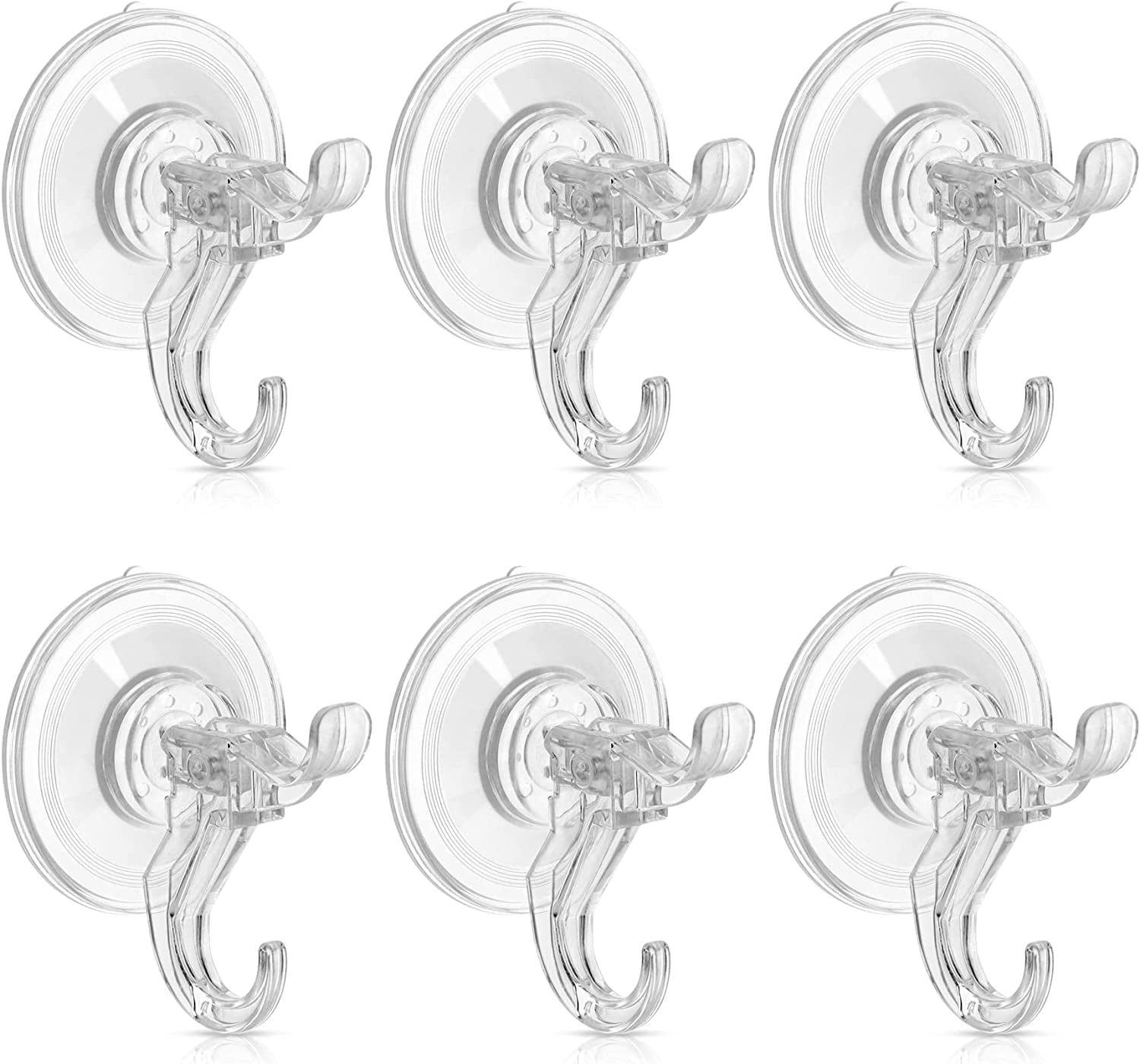 (6 Pack) Suction Cup Hooks for Bathroom Shower, Reusable Strong(7lbs