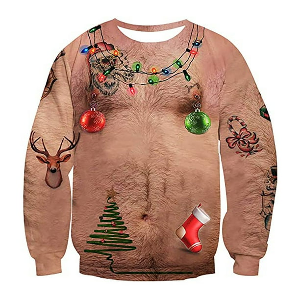 Sudaderas de Cuello Redondo de Navidad Para Hombres Camisas de