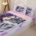 thumbnail image 3 of Manfei Romantic Floral Lady Zipper Twin Comforter Sets with Fitted Sheet and 2 Pillowcases,Gray Wolf Zipper Bedding Set,Pink Reversible,4pcs, 3 of 8