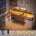 thumbnail image 3 of Sioweci 63" L Shaped Executive Desk with Printer Space,Corner Computer Desk with Power Outlets,Drawers & Adjustable File Cabnet,L Shaped Office Desk with Monitor Stand, 3 of 11