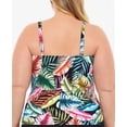 thumbnail image 3 of Swim Solutions EVENING PALM BLACK MULTI V-Neck Pleated Tankini Swim Top, US 24W, 3 of 3