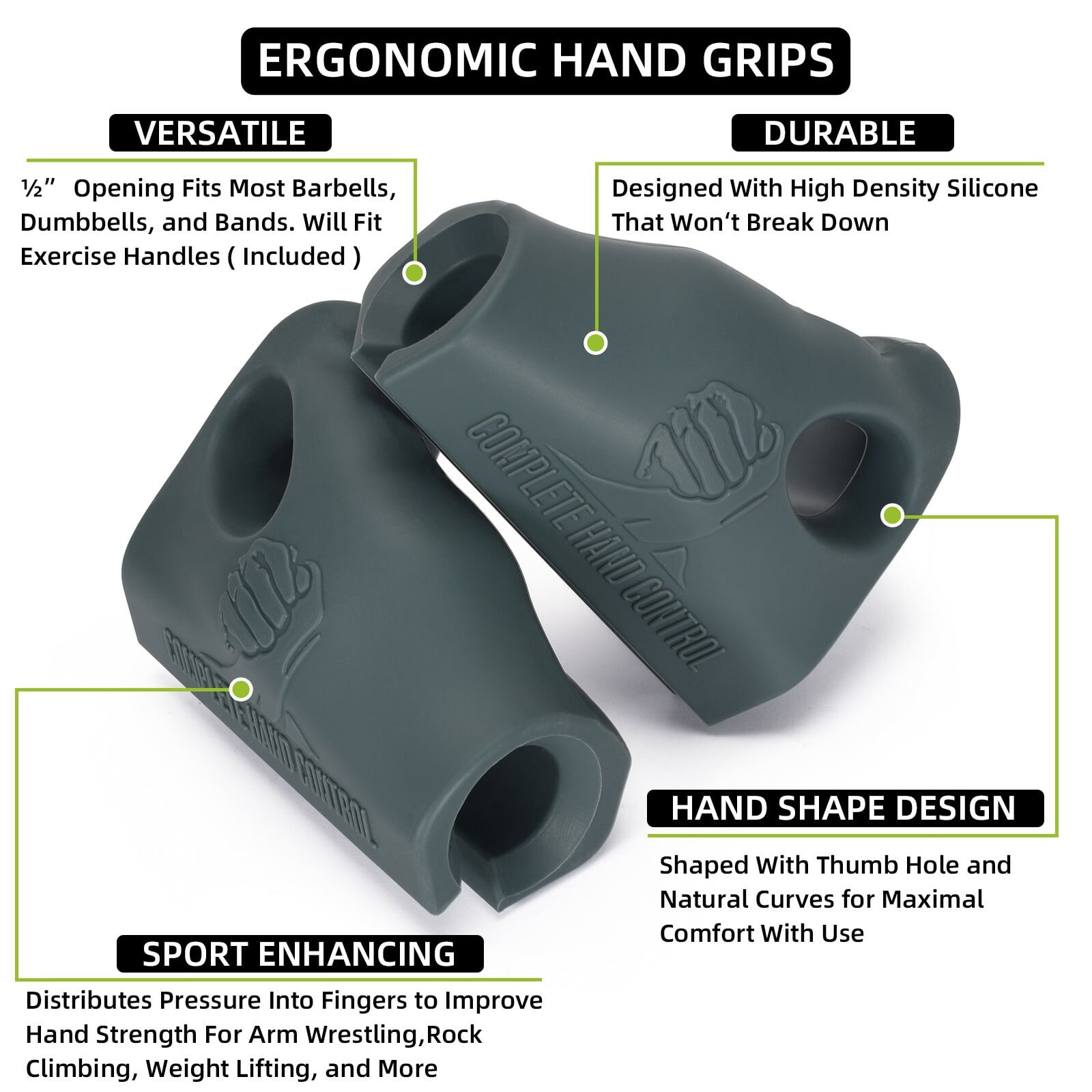 Arm Wrestling Handle Fat Grip Trainer - Set of 2 Custom Hands and Handles