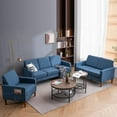 thumbnail image 4 of Ktaxon 3 Piece Sofa Set with Sofa, Loveseat, and Accent Chair For 6 Person, Modern Fabric Couch Furniture for Small Apartment Living Room Bedroom Navy Blue, 4 of 12