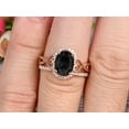 thumbnail image 2 of Art Deco 2 Carat 8x6mm Oval Cut Black Diamond Moissanite Engagement Ring Wedding Set On 10k Rose Gold Shining Startling Ring Anniversary Gift, 2 of 5