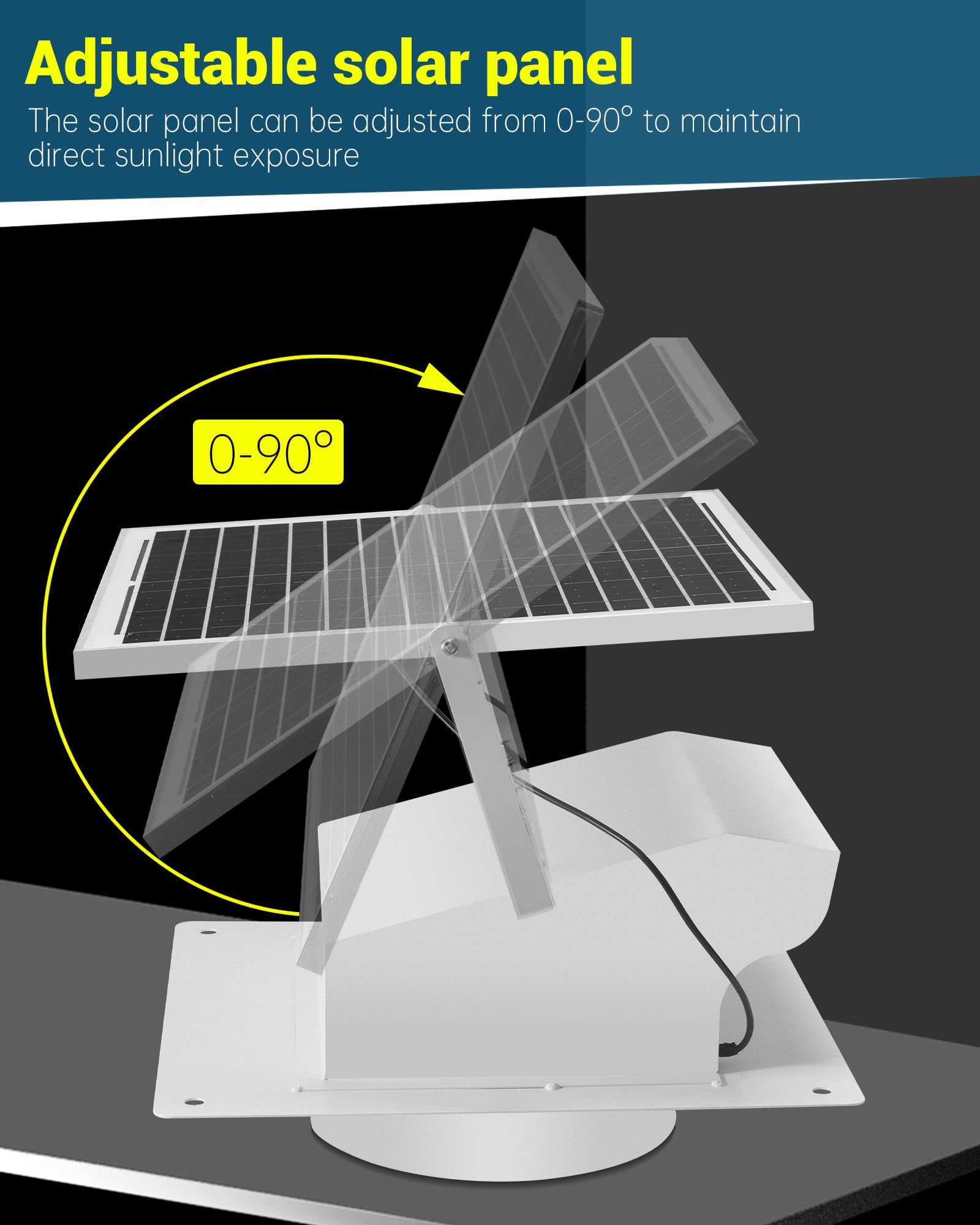 25W Solar Powered Roof Vent Fan,Ventilation and Cooling Solar Attic Exhaust Fan with 8 Inch Removable Roof Vents, Suitable for Lofts, Shops, Garages
