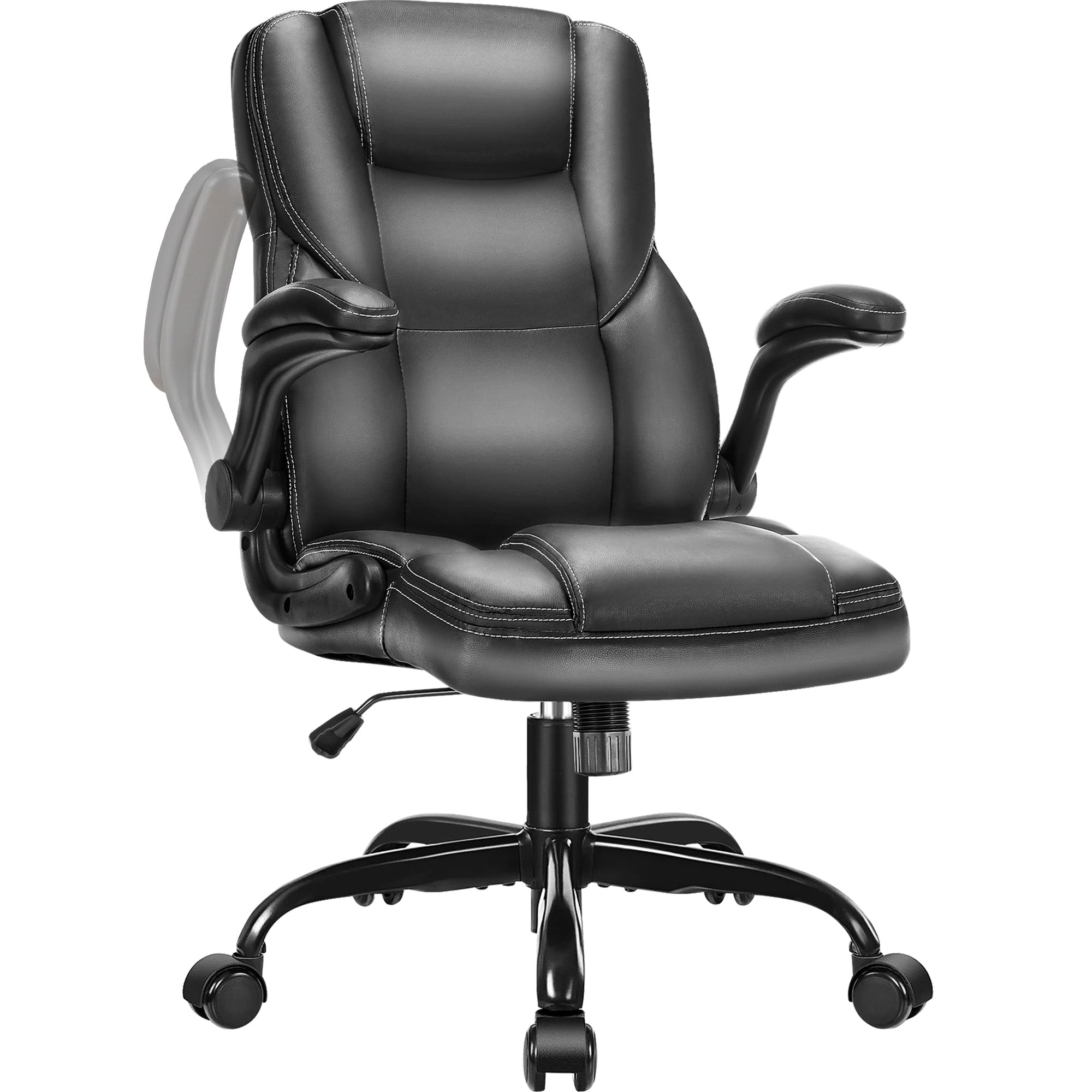 JONPONY Leather Office Chair, Big and Tall Office Chair 400LBS Wide Seat Ergonomic Computer Desk Chair High Back Executive Leather Chair Adjustable Task Chair Lumbar Back with 1-Year Warranty, Black