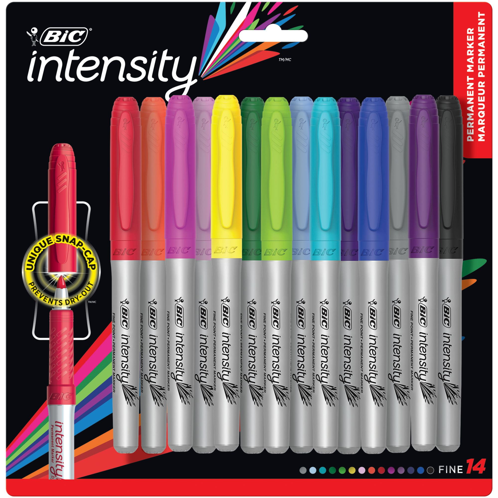 BIC Intensity Advanced Dry Erase Marker Pocket Style Assorted Colors Fine Point 4.2 mm 12-Count 