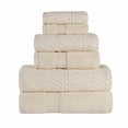 thumbnail image 2 of BNM Chevron Zero Twist Cotton 6 Piece Towel Set, Ivory, 2 of 17