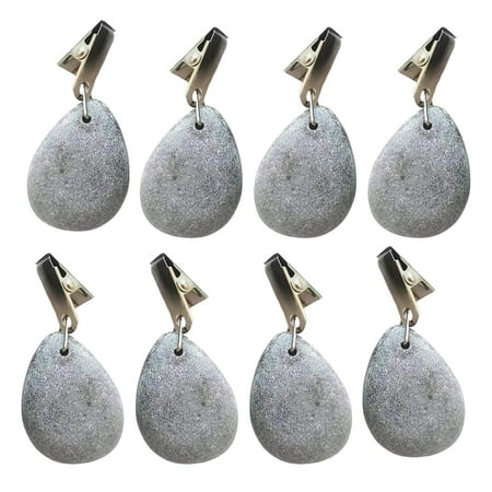 

Heavy Duty Table Weights Hangers with Stainless Steel Clip Small Weights Stone Pendant for Dinner Wedding Outdoor Picnic Family 8Pcs
