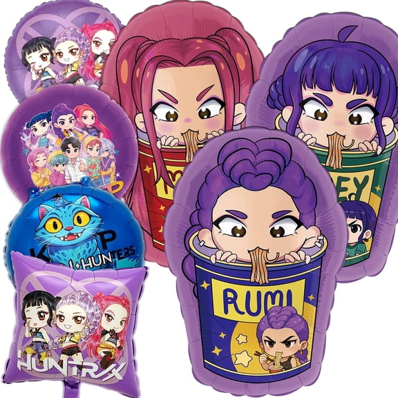 7PCS K-Pop Foil Balloons, Large Girl Themed Character Foil Party Balloons for Party Decorations Supplies