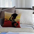 thumbnail image 2 of Cushion Cover African Women Walking On The Desert Sunset Red Yellow Black Throw Pillow Cover Home Decorative, 2 of 4