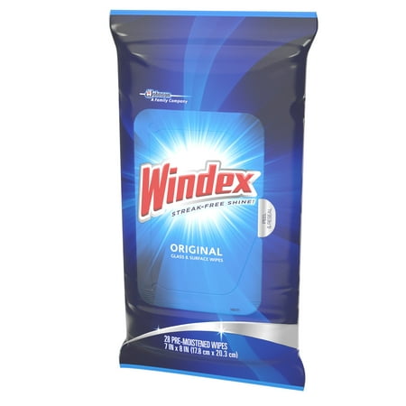 (2 Pack) Windex Glass and Surface Wipes, Original, 28