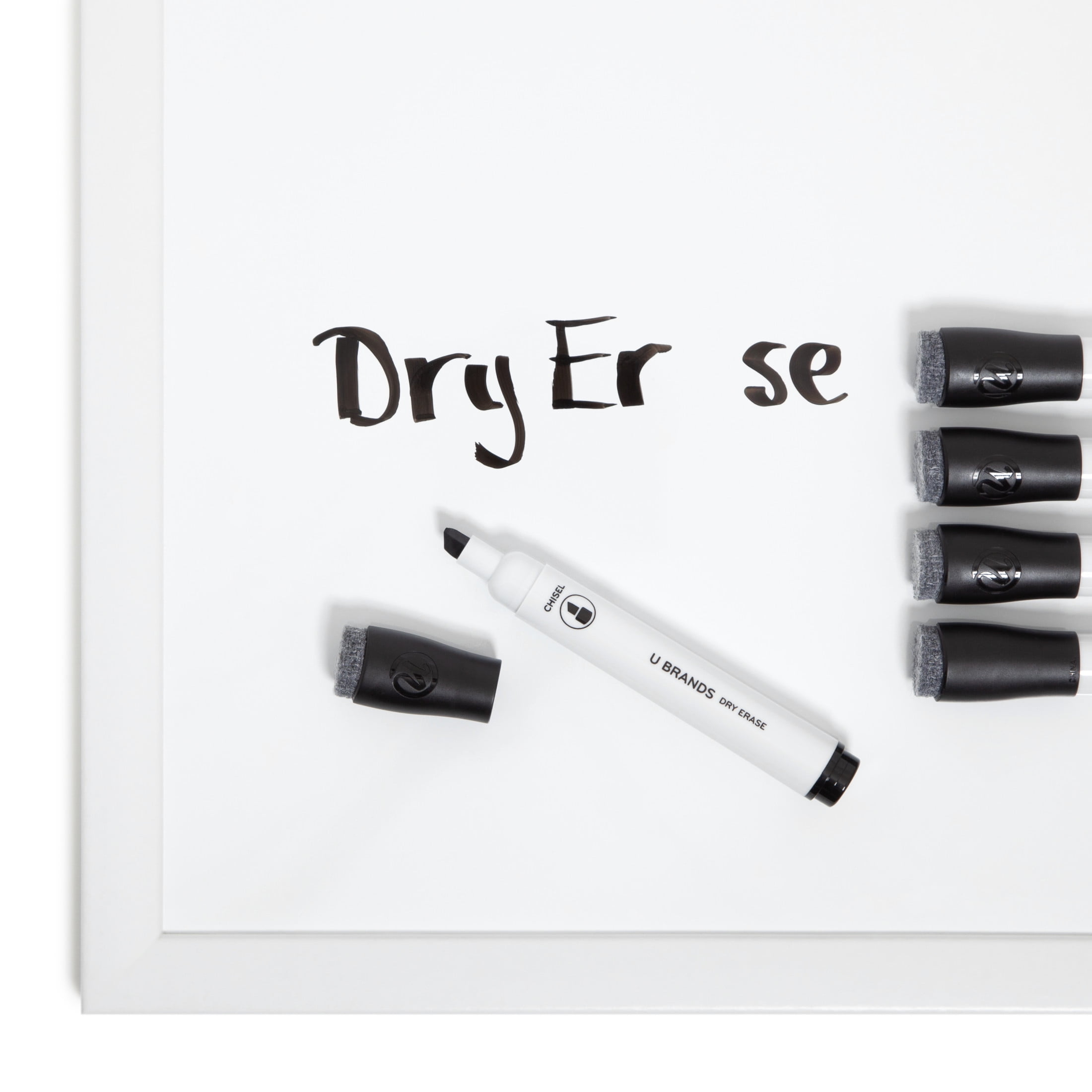 U Brands Dry Erase Markers, 5 Count, Black, Low-Odor, Chisel (5 mm) Tip